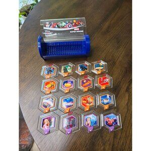 Disney Infinity Marvel Super Heroes Power Disc Storage Case & 16 Hexagonal Power
